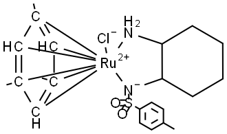 Ruthenium, [N-[2-(amino-κN)cyclohexyl]-4-methylbenzenesulfonamidato-κN]chloro[(1,2,3,4,5,6-η)-1,3,5-trimethylbenzene]-, (1S-trans)- Struktur