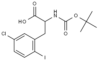 2-((tert-Butoxycarbonyl)amino)-3-(5-chloro-2-iodophenyl)propanoic acid Struktur
