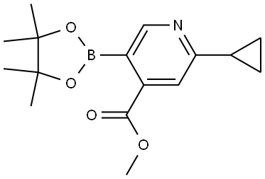 methyl 2-cyclopropyl-5-(4,4,5,5-tetramethyl-1,3,2-dioxaborolan-2-yl)pyridine-4-carboxylate Struktur
