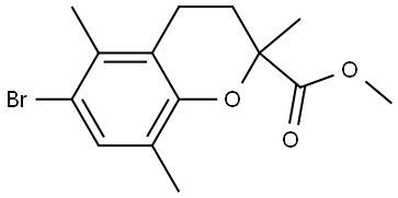 2H-1-Benzopyran-2-carboxylic acid, 6-bromo-3,4-dihydro-2,5,8-trimethyl-, methyl ester Struktur