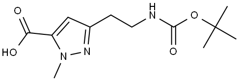 1H-Pyrazole-5-carboxylic acid, 3-[2-[[(1,1-dimethylethoxy)carbonyl]amino]ethyl]-1-methyl- Struktur