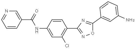 3-Pyridinecarboxamide, N-[4-[5-(3-aminophenyl)-1,2,4-oxadiazol-3-yl]-3-chlorophenyl]- Struktur
