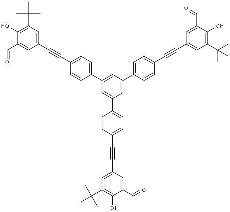 5,5'-(5'-(4-(3-(Tert-butyl)-5-formyl-4-hydroxyphenyl)ethynyl)phenyl)-[1,1':3',1''-TRIPHENYL]-4,4''-diyl)BIS(acetylene-2,1-diyl)BIS(3-(tert-butyl)-2-hydroxybenzaldehyde) Struktur