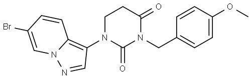 1-(6-Bromopyrazolo[1,5-a]pyridin-3-yl)-3-(4-methoxybenzyl)dihydropyrimidine-2,4(1H,3H)-dione Struktur