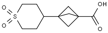 3-(1,1-Dioxidotetrahydro-2H-thiopyran-4-yl)bicyclo[1.1.1]pentane-1-carboxylic acid Struktur