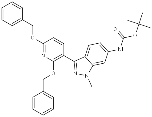 3-[2,6-Bis(benzyloxy)pyridin-3-yl]-N-Boc-1-methyl-1H-indazol-6-amine Struktur