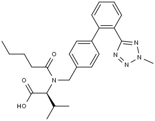 L-Valine, N-[[2′-(2-methyl-2H-tetrazol-5-yl)[1,1′-biphenyl]-4-yl]methyl]-N-(1-oxopentyl)- Struktur