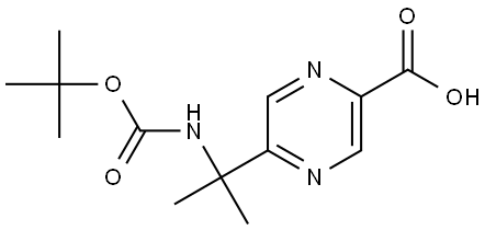 5-(2-((tert-Butoxycarbonyl)amino)propan-2-yl)pyrazine-2-carboxylic acid Struktur