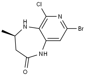 (R)-8-Bromo-6-chloro-4-methyl-1,3,4,5-tetrahydro-2H-pyrido[3,4-b][1,4]diazepin-2-one Struktur