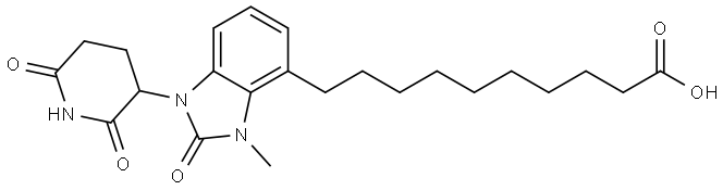 10-(1-(2,6-Dioxopiperidin-3-yl)-3-methyl-2-oxo-2,3-dihydro-1H-benzo[d]imidazol-4-yl)decanoic acid Struktur