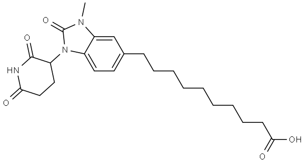 10-(1-(2,6-Dioxopiperidin-3-yl)-3-methyl-2-oxo-2,3-dihydro-1H-benzo[d]imidazol-5-yl)decanoic acid Struktur