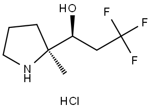 (S)-3,3,3-Trifluoro-1-((S)-2-methylpyrrolidin-2-yl)propan-1-ol (hydrochloride) Struktur