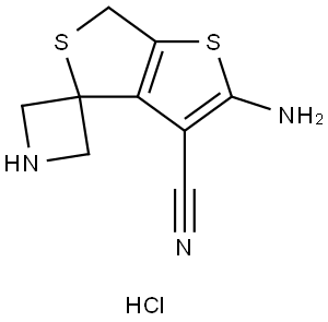 2'-Amino-6'H-spiro[azetidine-3,4'-thieno[3,4-b]thiophene]-3'-carbonitrile hydrochloride Struktur