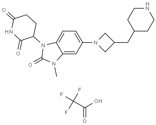 3-(3-Methyl-2-oxo-5-(3-(piperidin-4-ylmethyl)azetidin-1-yl)-2,3-dihydro-1H-benzo[d]imidazol-1-yl)piperidine-2,6-dione 2,2,2-trifluoroacetate Struktur