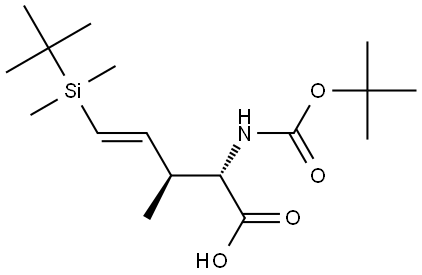 4-Pentenoic acid, 2-[[(1,1-dimethylethoxy)carbonyl]amino]-5-[(1,1-dimethylethyl)dimethylsilyl]-3-methyl-, (2S,3S,4E)- Struktur