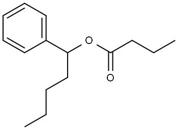 Butanoic acid 1-phenylpentyl ester Struktur