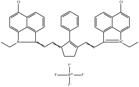 6-CHLORO-2-[2-(3-[(6-CHLORO-1-ETHYLBENZ[C,D,]INDOLE-2[1H]-YLIDENE)ETHYLIDENE]-2-PHENYL-1-CYCLOPENTEN-1-YL)ETHENYL]-1-ETHYLBENZ[C,D]INDOLIUM TETRAFLUOROBORATE, 100012-45-1, 結(jié)構(gòu)式