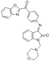 1,3-Dihydro-3-((4-(2-benzoxazoyl)phenyl)imino)-1-(4-morpholinylmethyl) -2H-indol-2-one Struktur