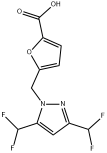 5-{[3,5-Bis(difluoromethyl)-1H-pyrazol-1-yl]methyl}furan-2-carboxylic acid Struktur