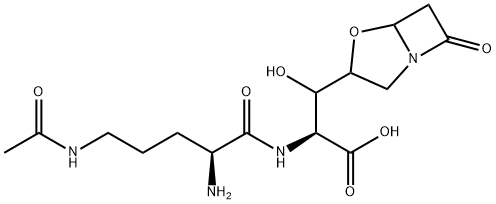 2-[5-(Acetylamino)-2-aminopentanoylamino]-3-(7-oxo-4-oxa-1-azabicyclo[3.2.0]heptan-3-yl)-3-hydroxypropionic acid Struktur