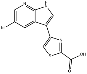 2-Thiazolecarboxylic acid, 4-(5-broMo-1H-pyrrolo[2,3-b]pyridin-3-yl)- Struktur