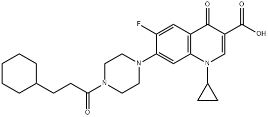 3-Quinolinecarboxylic acid, 7-[4-(3-cyclohexyl-1-oxopropyl)-1-piperazinyl]-1-cyclopropyl-6-fluoro-1,4-dihydro-4-oxo- Struktur