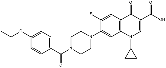 3-Quinolinecarboxylic acid, 1-cyclopropyl-7-[4-(4-ethoxybenzoyl)-1-piperazinyl]-6-fluoro-1,4-dihydro-4-oxo- Struktur