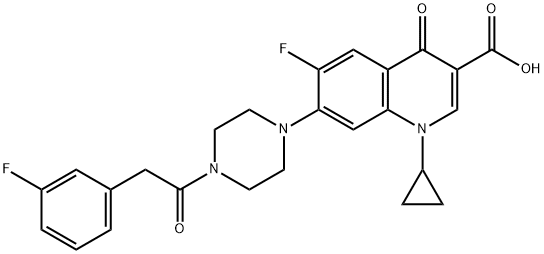 3-Quinolinecarboxylic acid, 1-cyclopropyl-6-fluoro-7-[4-[2-(3-fluorophenyl)acetyl]-1-piperazinyl]-1,4-dihydro-4-oxo- Struktur