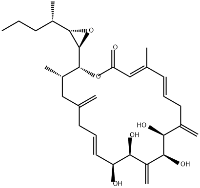 (3E,5E,9S,10S,12S,13S,14E,19S,20R)-4,19-Dimethyl-20-[(2R,3S)-3-[(1S)-1-methylbutyl]oxiranyl]-9,10,12,13-tetrahydroxy-8,11,17-tri(methylene)oxacycloicosa-3,5,14-triene-2-one Struktur