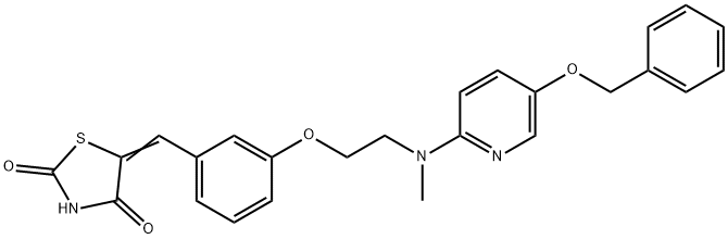 5-{4-[2-[(5-Benzyloxypyridin-2-yl)methylamino]ethoxy]benzylidine}thiazolidine-2,4-dione, 1076199-05-7, 結(jié)構(gòu)式