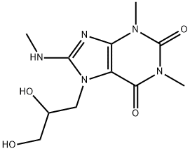 7-(2,3-dihydroxypropyl)-1,3-dimethyl-8-methylamino-purine-2,6-dione Struktur