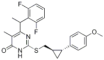 4(3H)-PyriMidinone, 6-[(1R)-1-(2,6-difluorophenyl)ethyl]-2-[[[(1R,2R)-2-(4-Methoxyphenyl)cyclopropyl]Methyl]thio]-5-Methyl- Struktur