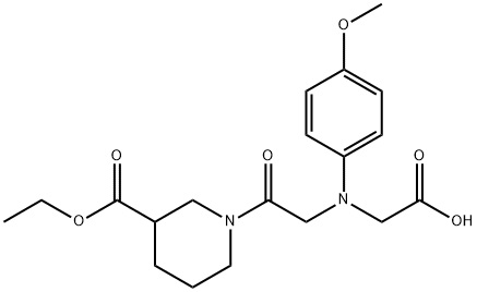 [{2-[3-(ethoxycarbonyl)piperidin-1-yl]-2-oxoethyl}(4-methoxyphenyl)amino]acetic acid Struktur