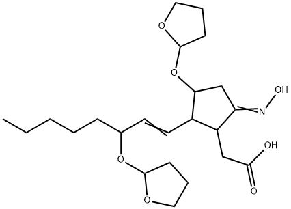 3-tetrahydrofuranyloxy-5-hydroxyimino-2-(3-tetrahydrofuranyloxy-1-octenyl)cyclopentane-1-acetic acid Struktur