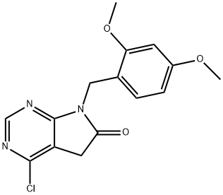4-chloro-7-(2,4-diMethoxybenzyl)-5H-pyrrolo[2,3-d]pyriMidin-6(7H)-one Struktur