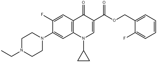 3-Quinolinecarboxylic acid, 1-cyclopropyl-7-(4-ethyl-1-piperazinyl)-6-fluoro-1,4-dihydro-4-oxo-, (2-fluorophenyl)Methyl ester Struktur