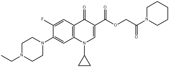 3-Quinolinecarboxylic acid, 1-cyclopropyl-7-(4-ethyl-1-piperazinyl)-6-fluoro-1,4-dihydro-4-oxo-, 2-oxo-2-(1-piperidinyl)ethyl ester Struktur