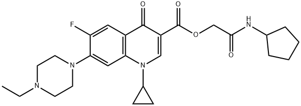 3-Quinolinecarboxylic acid, 1-cyclopropyl-7-(4-ethyl-1-piperazinyl)-6-fluoro-1,4-dihydro-4-oxo-, 2-(cyclopentylaMino)-2-oxoethyl ester Struktur
