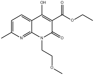ethyl 4-hydroxy-1-(2-methoxyethyl)-7-methyl-2-oxo-1,2-dihydro-1,8-naphthyridine-3-carboxylate Struktur
