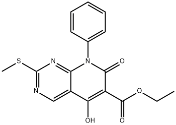 ethyl 5-hydroxy-2-(methylthio)-7-oxo-8-phenyl-7,8-dihydropyrido[2,3-d]pyrimidine-6-carboxylate Struktur