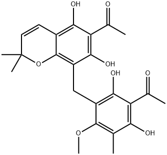 1-[[8-[(3-Acetyl-2,4-dihydroxy-6-methoxy-5-methylphenyl)methyl]-5,7-dihydroxy-3,4-dihydro-2,2-dimethyl-2H-1-benzopyran]-6-yl]ethanone Structure