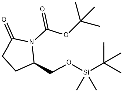 (2R)-2-[[[(1,1-DIMETHYLETHYL)DIMETHYLSILYL]OXY]METHYL]-5-OXO-1-PYRROLIDINECARBOXYLATE-1,1-DIMETHYLETHYL ESTER Struktur