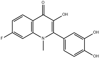 2-(3,4-Dihydroxyphenyl)-7-fluoro-3-hydroxy-1-Methyl-quinolin-4(1H)-one Struktur