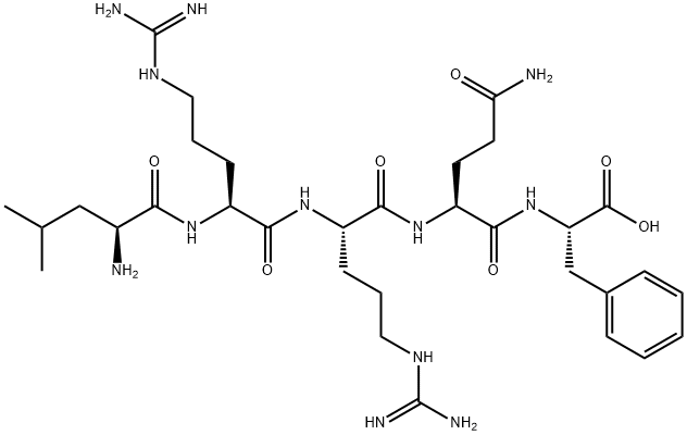 (2S)-2-[[(2S)-2-[[(2S)-2-[[(2S)-2-[[(2S)-2-amino-4-methyl-pentanoyl]am ino]-5-(diaminomethylideneamino)pentanoyl]amino]-5-(diaminomethylidene amino)pentanoyl]amino]-4-carbamoyl-butanoyl]amino]-3-phenyl-propanoic acid Struktur