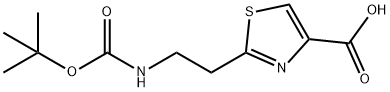 4-Thiazolecarboxylic acid, 2-[2-[[(1,1-dimethylethoxy)carbonyl]amino]ethyl]- Struktur