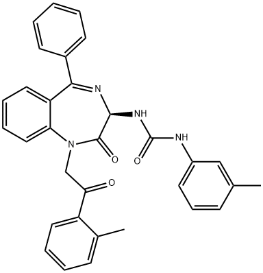 (R)-N-[2,3-DIHYDRO-1-[2-(2-METHYLPHENYL)-2-OXOETHYL]-2-OXO-5-PHENYL-1H-1,4-BENZODIAZEPIN-3-YL]-N'-(3-METHYLPHENYL)-UREA Struktur