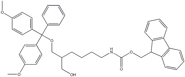 1-O-ジメトキシトリチル-2-(N-FMOC)-4-アミノブチル)-1,3-プロパンジオール 化學(xué)構(gòu)造式