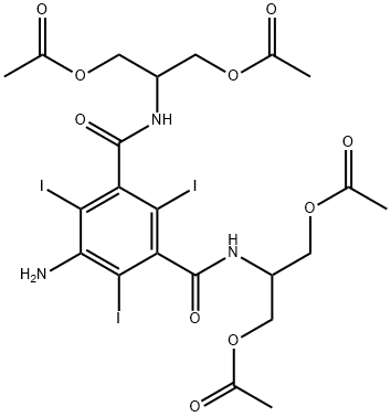 5-AMINO-N,N''-BIS[2-ACETOXY-1-(ACETOXYMETHYL)ETHYL]-2,4,6-TRIIODOISOPHTHALAMIDE Struktur
