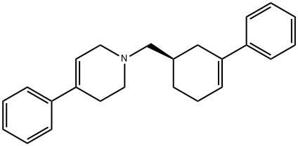 1,2,3,6-tetrahydro-4-phenyl-1-((3-phenyl-3-cyclohexen-1-yl)methyl)pyridine Struktur