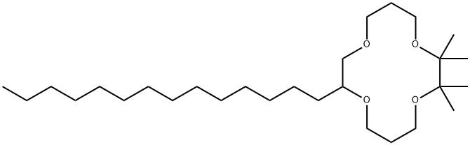 9-Tetradecyl-2,2,3,3-tetramethyl-1,4,8,11-tetraoxacyclotetradecane Struktur